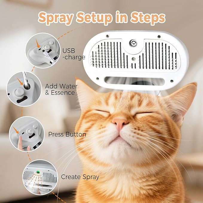 Royale Premium Pet Steam Brush Spray Grooming Comb Tool
