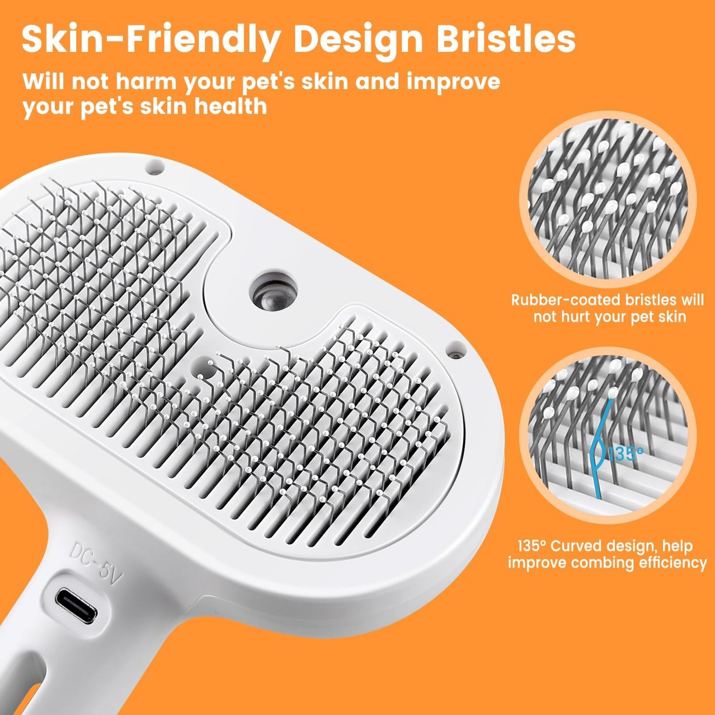 Royale Premium Pet Steam Brush Spray Grooming Comb Tool